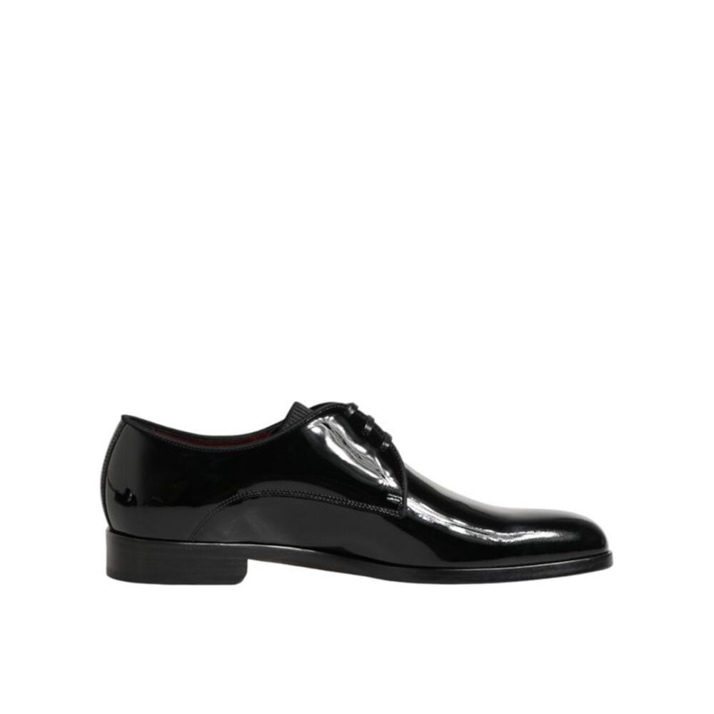 Dolce & Gabbana Black Calfskin Leather Derby Dress Men's Shoes - Picture 1 of 5